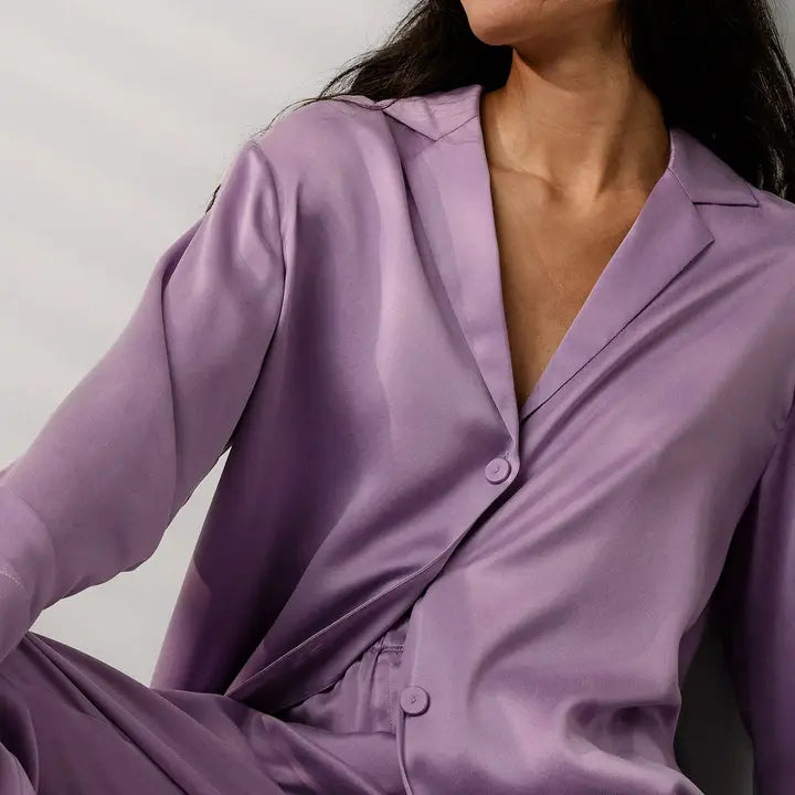 Lunya - Washable Silk Long Sleeve Pant Set - Dormant Orchid