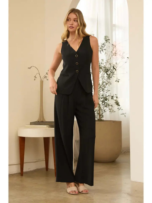 Recycled High Waisted Trousers - Black