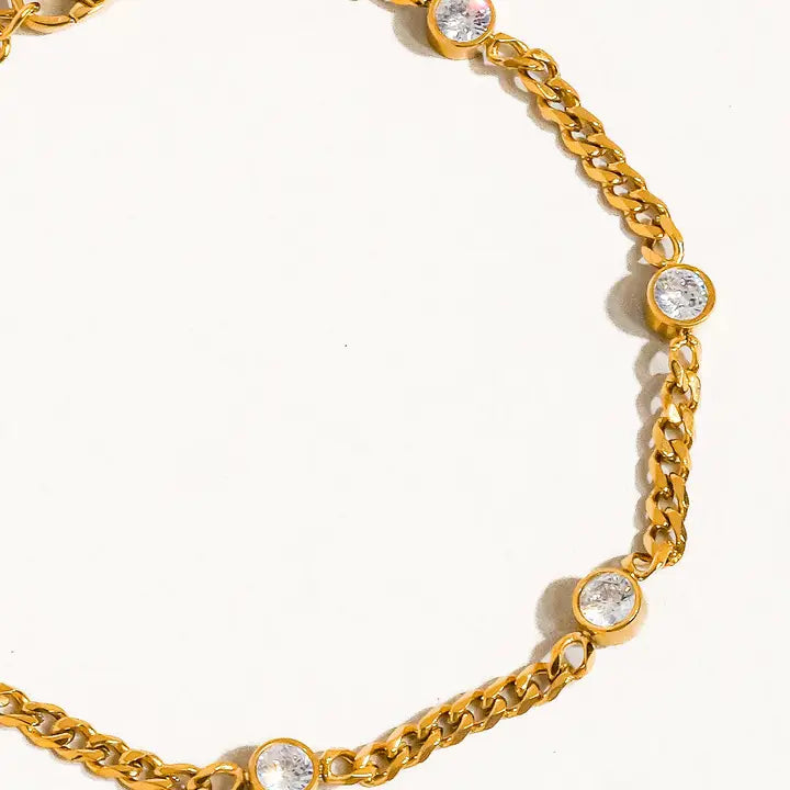 Cyrus 18K Gold Non-Tarnish CZ Chain Bracelet - Yellow Gold