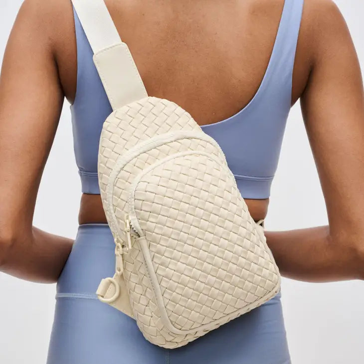 Beyond The Horizon - Woven Neoprene Sling Backpack - Cream