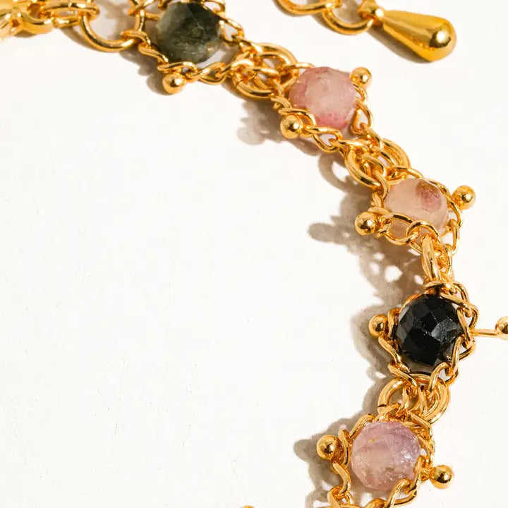 Skylar 18K Gold Multi-Stone Chained Bracelet