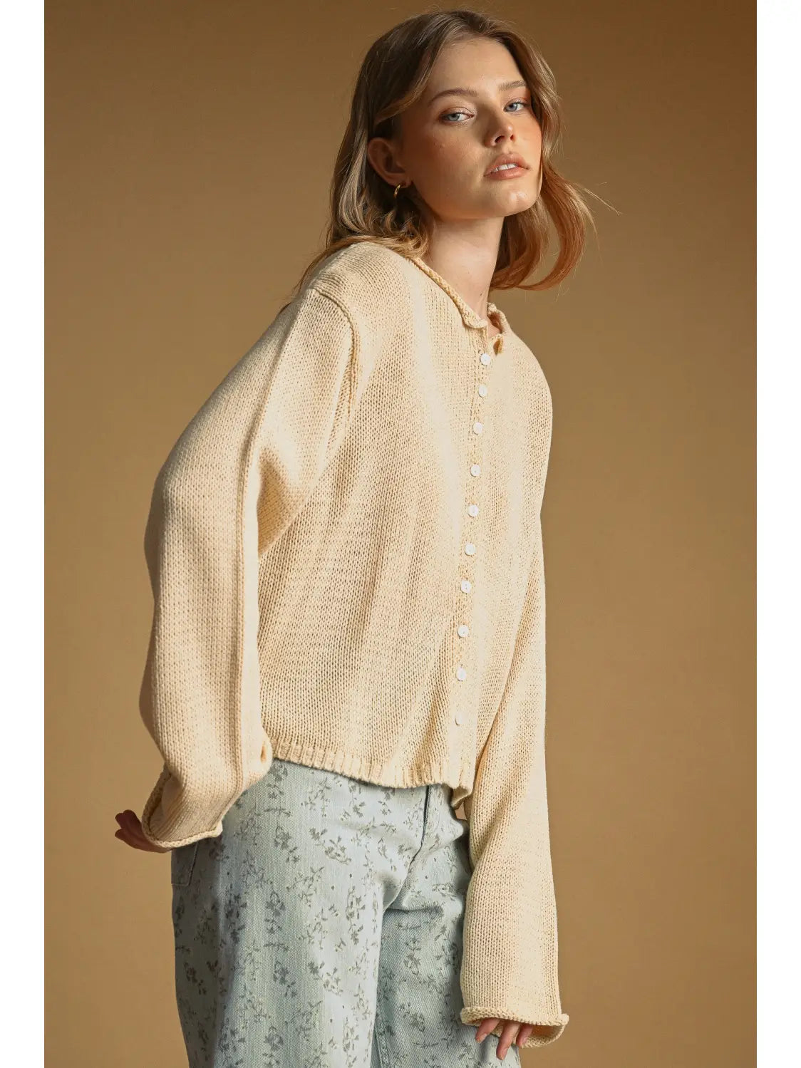 Button Front Cardigan - Vanilla Oat