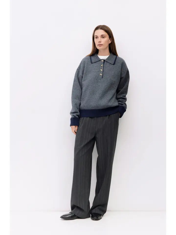 The Myers Sweater - Navy & Heather Grey