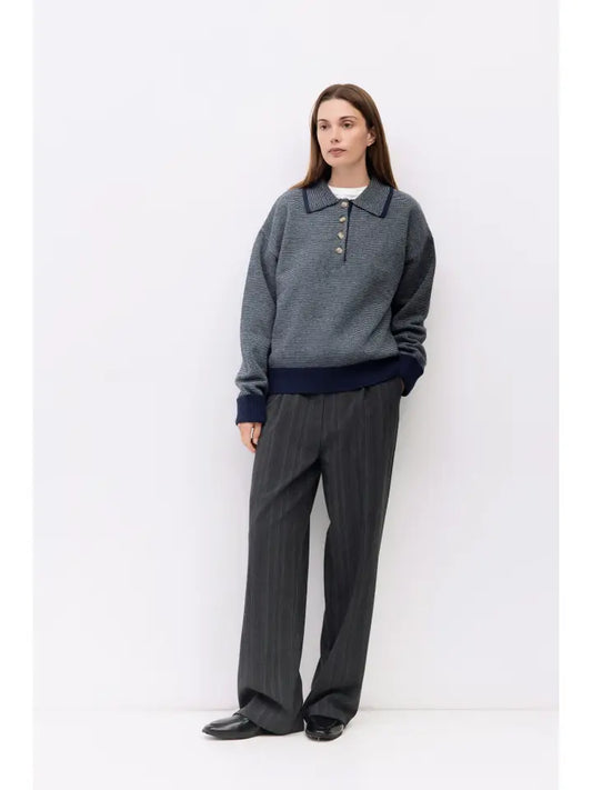 The Myers Sweater - Navy & Heather Grey