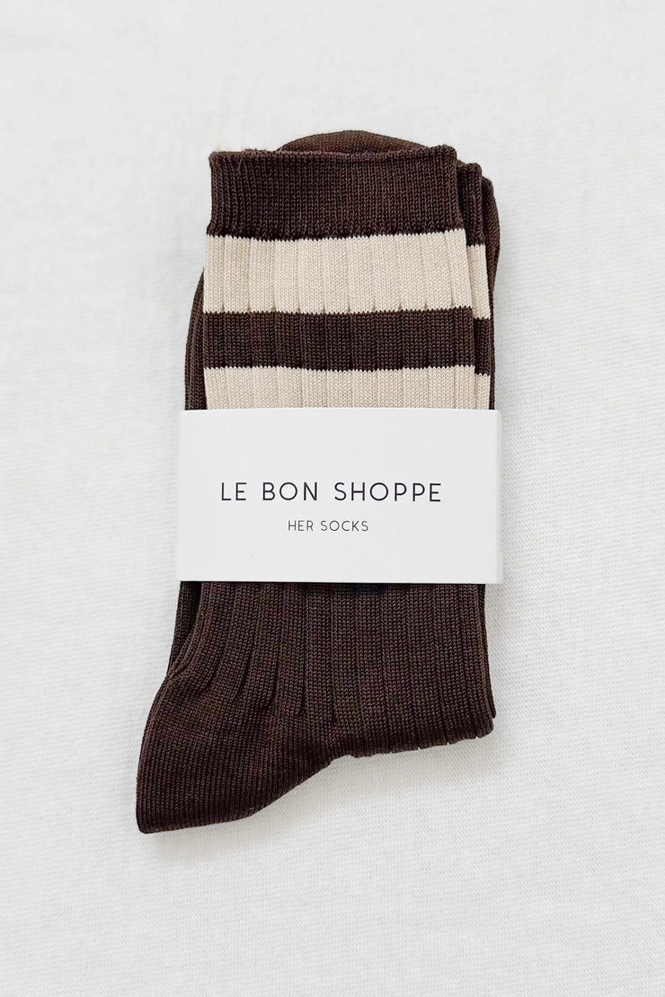 Le Bon Shoppe - Her Socks - Varsity - Espresso