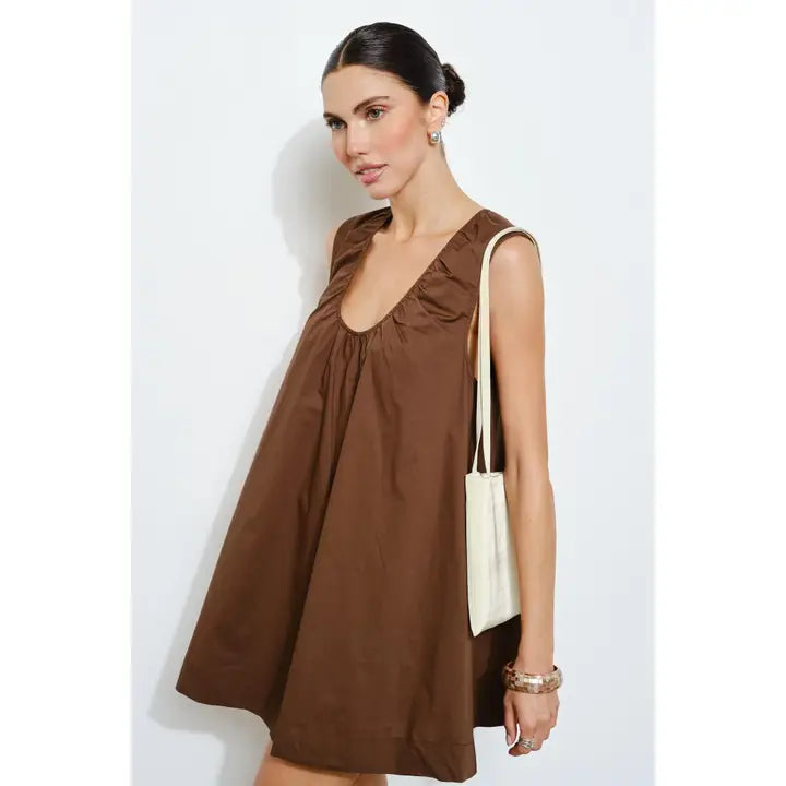 Delia Mini Dress - Brown