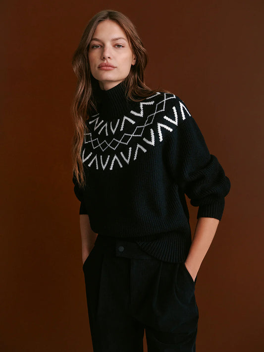 Varley - Marcie Fairisle Yoke Knit - Black