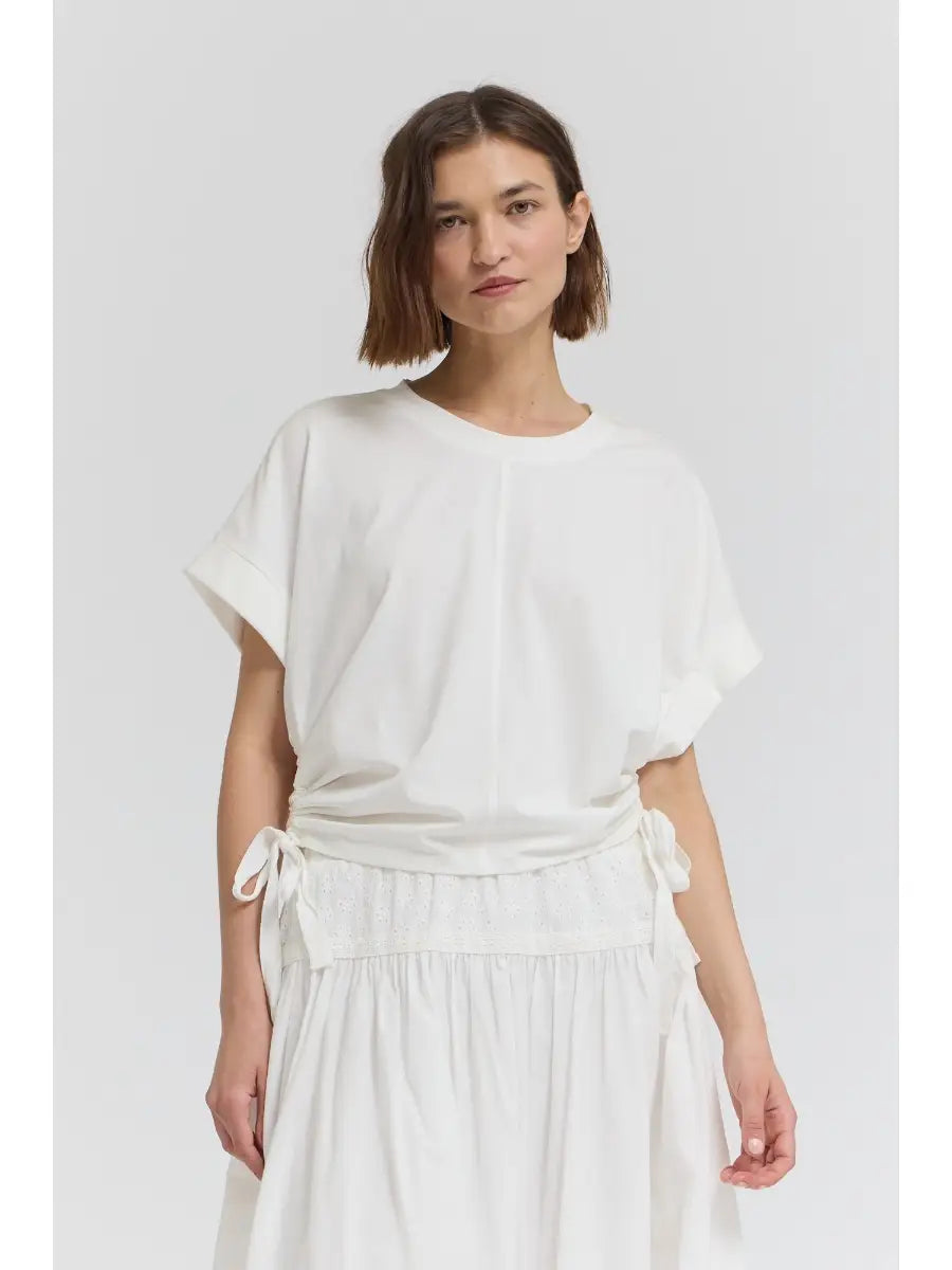 Grade + Gather - Side Scrunch Tee - Off White