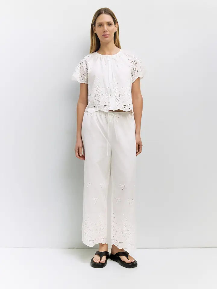 The Eyelet Pant - White