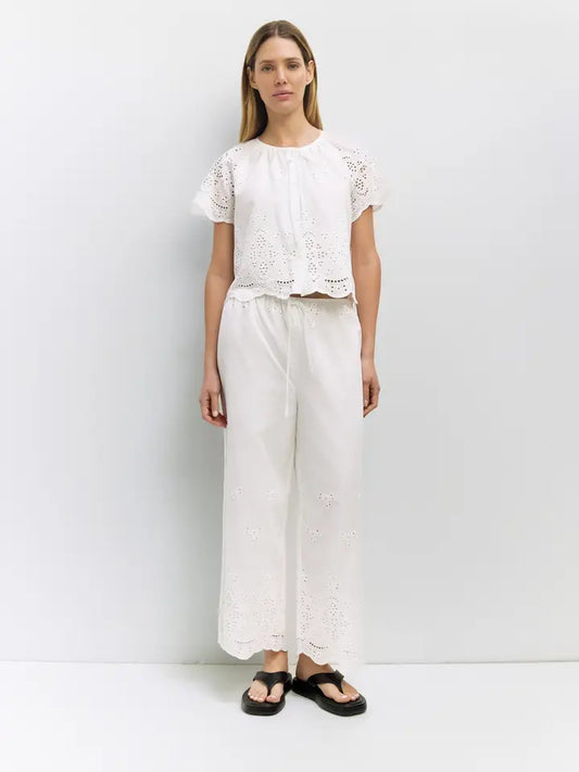 The Eyelet Pant - White