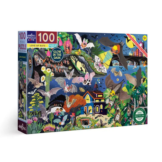 eeBoo - 100 Piece Glow in the Dark Puzzle - Love of Bats