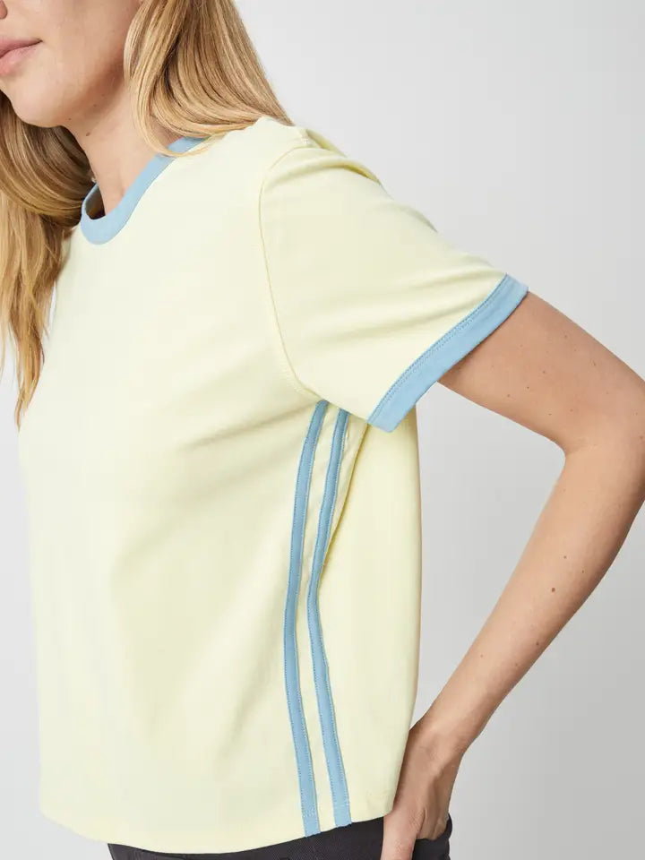 Sporty Contrast Band Tee - Yellow/Blue