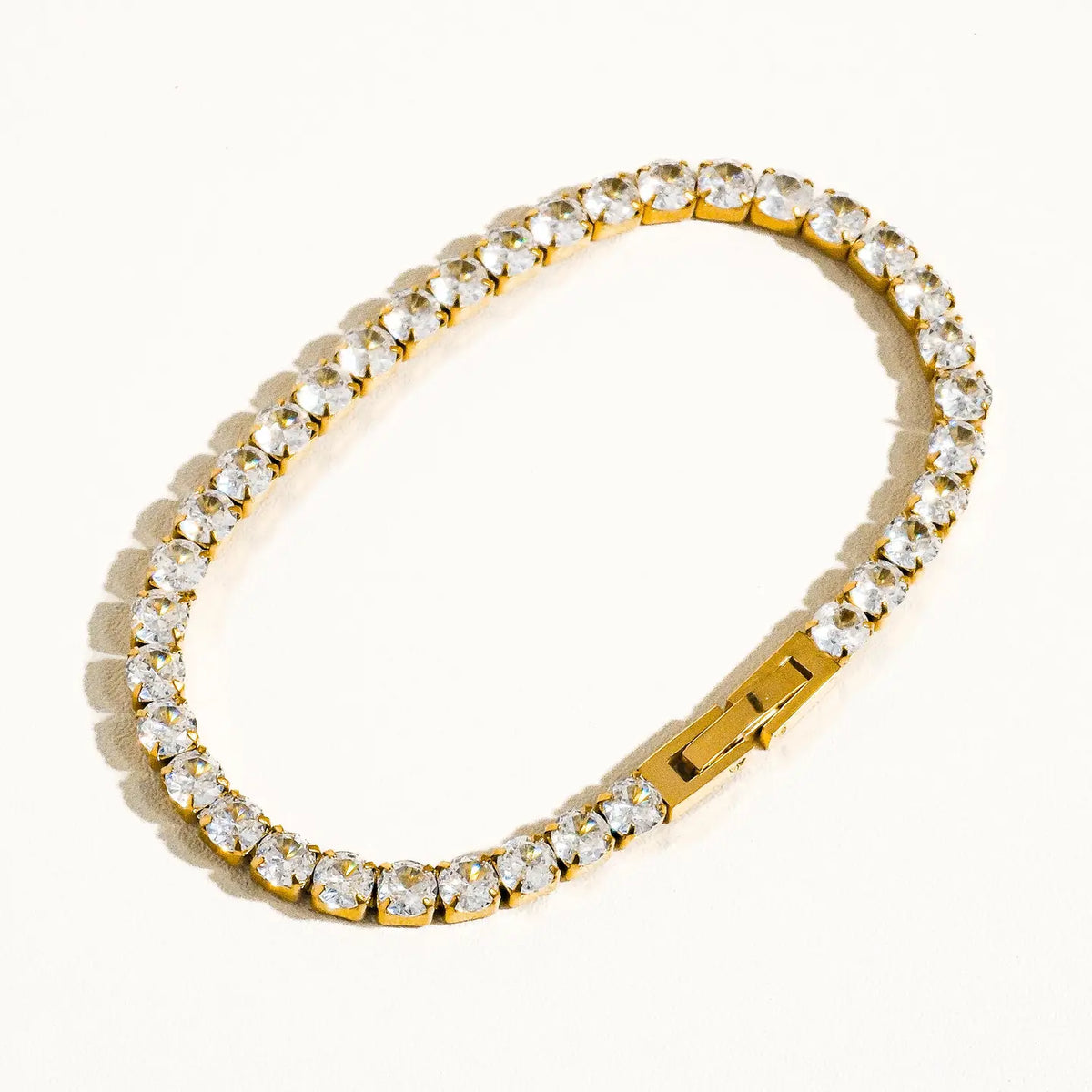 Rene Non-Tarnish Rhinestone Bracelet - Yellow Gold