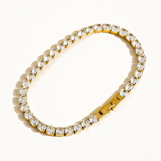 Rene Non-Tarnish Rhinestone Bracelet - Yellow Gold