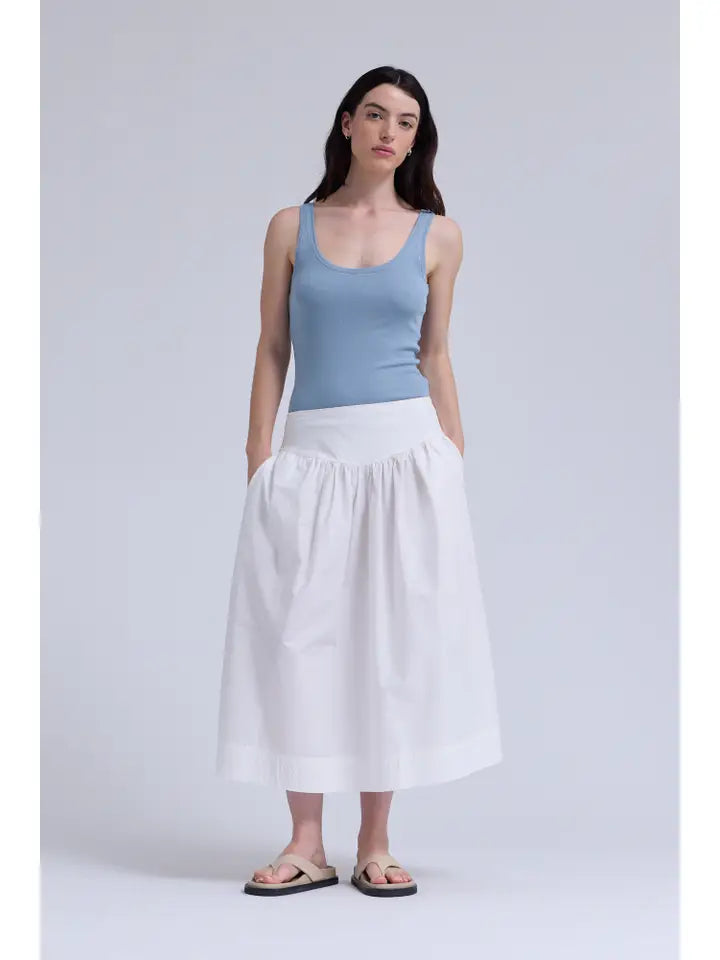 Grade + Gather - Gathered Poplin Skirt - Off White