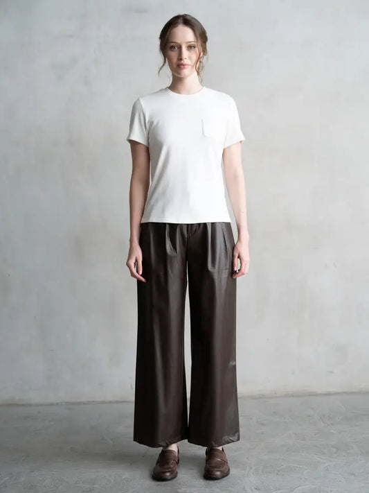 Crew Neck Tee with Pocket - White