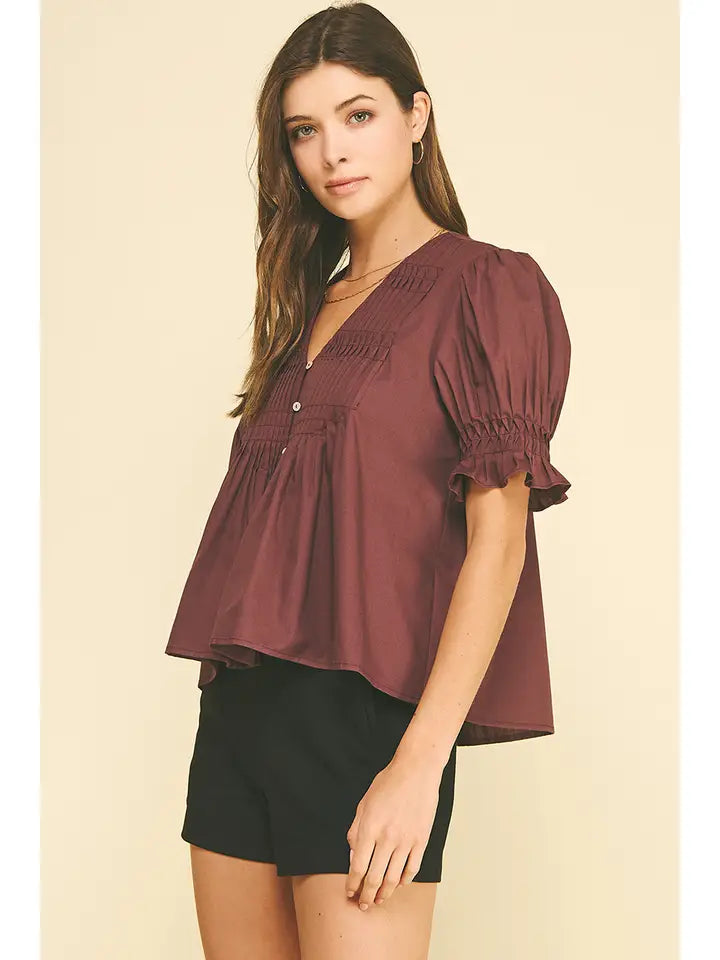 Button Down Blouse - Plum