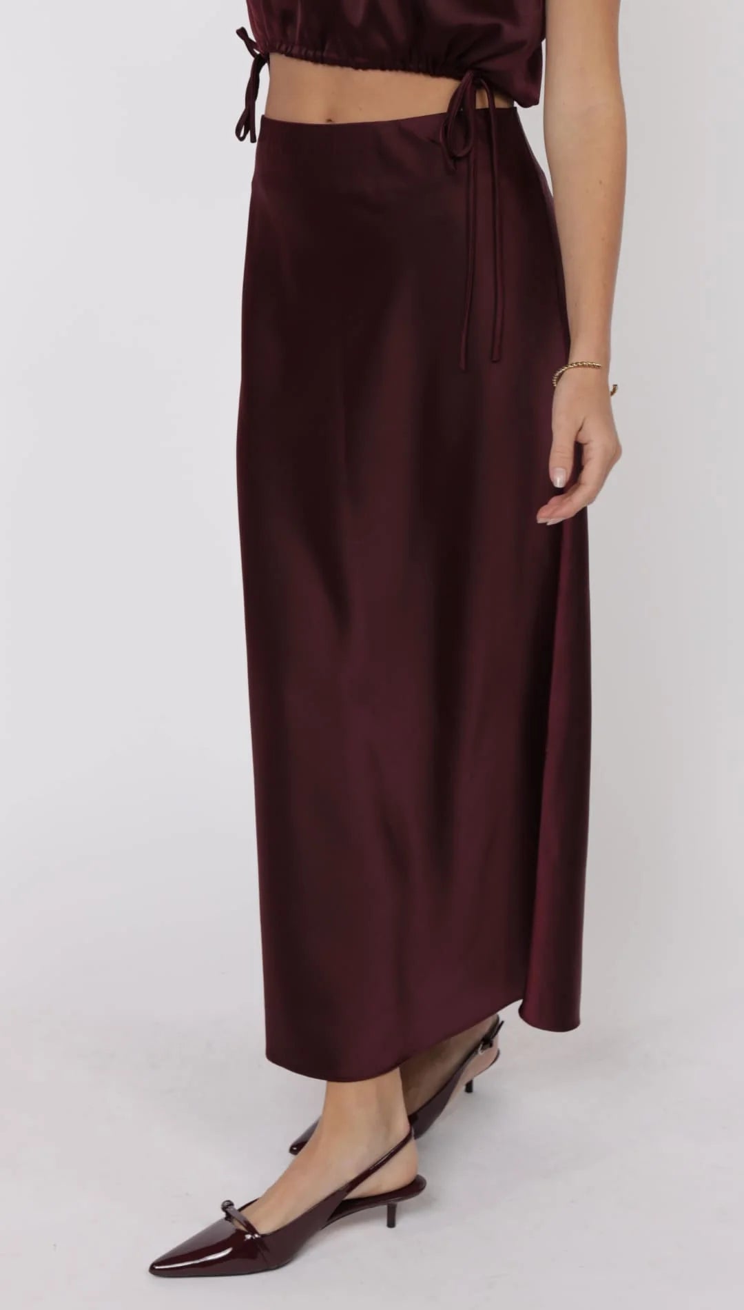 Deep Trance Bias Midi Skirt - Wine