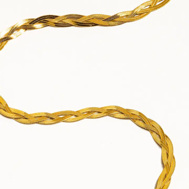 Vedette 18K Gold Non-Tarnish Braided Snake Chain Necklace - Gold