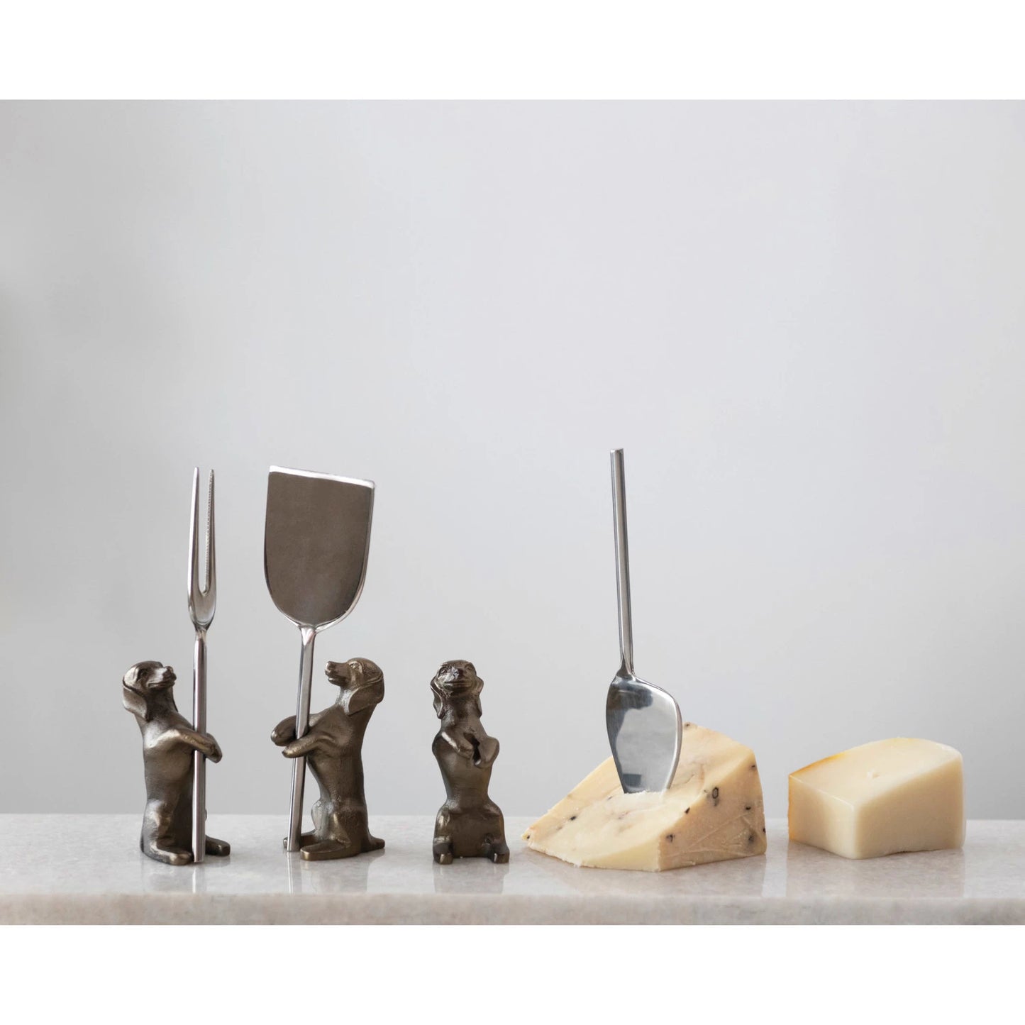 Cheese Knives with Dog Stands - Set of 6