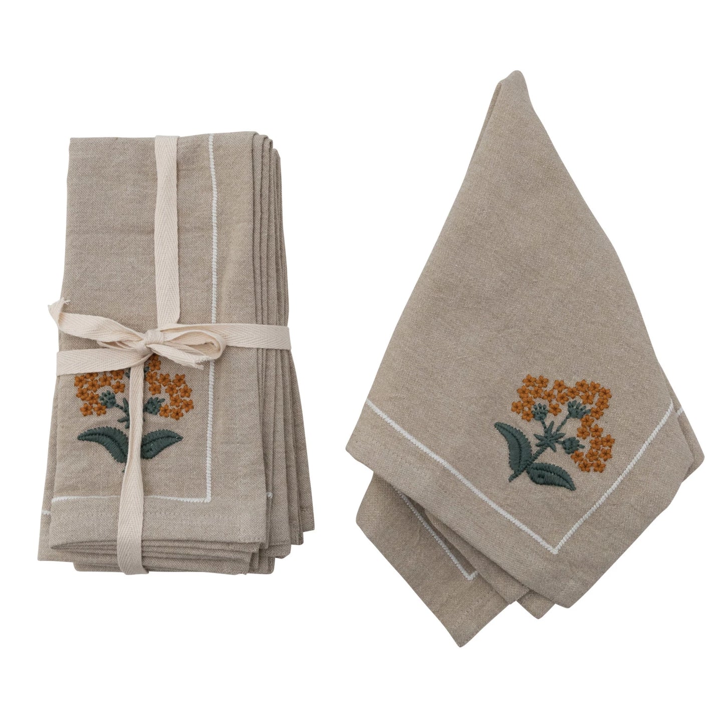 Cotton Embroidered Napkins - Set of 4