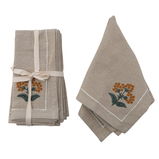 Cotton Embroidered Napkins - Set of 4