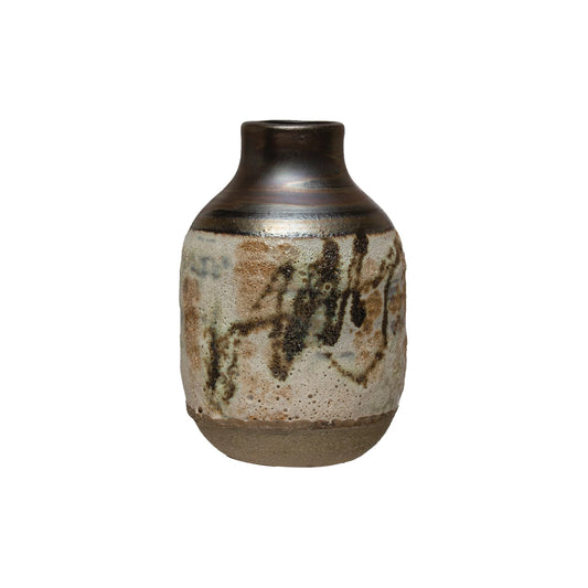 Hand-Painted Stoneware Vase - Multi Color