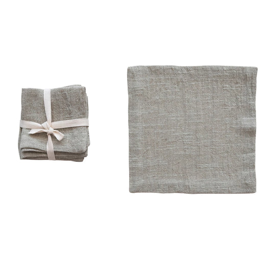Hand-Woven Linen + Cotton Cocktail Napkins - Sage - Set of 4