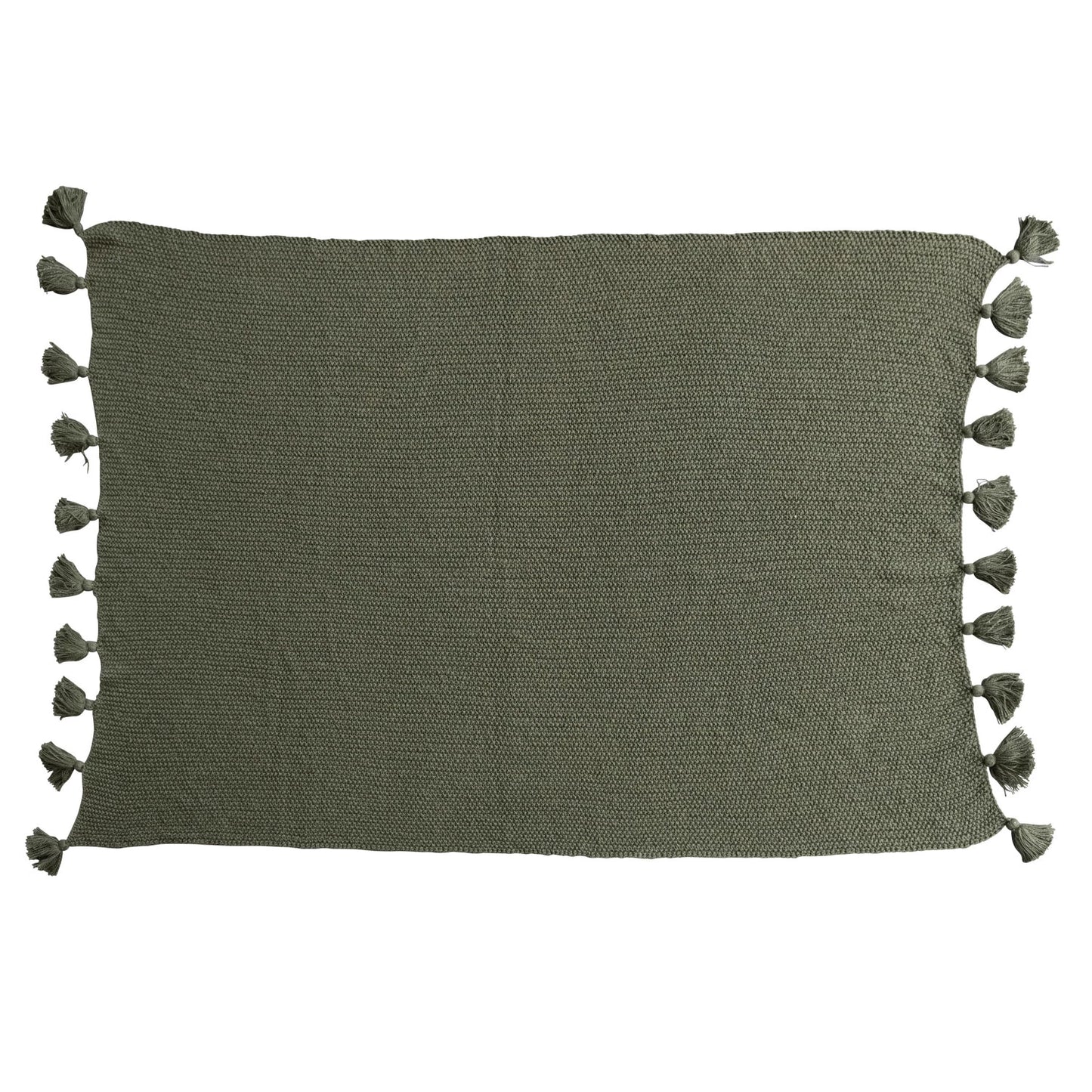 Cotton Knit Throw Blanket - Olive Green