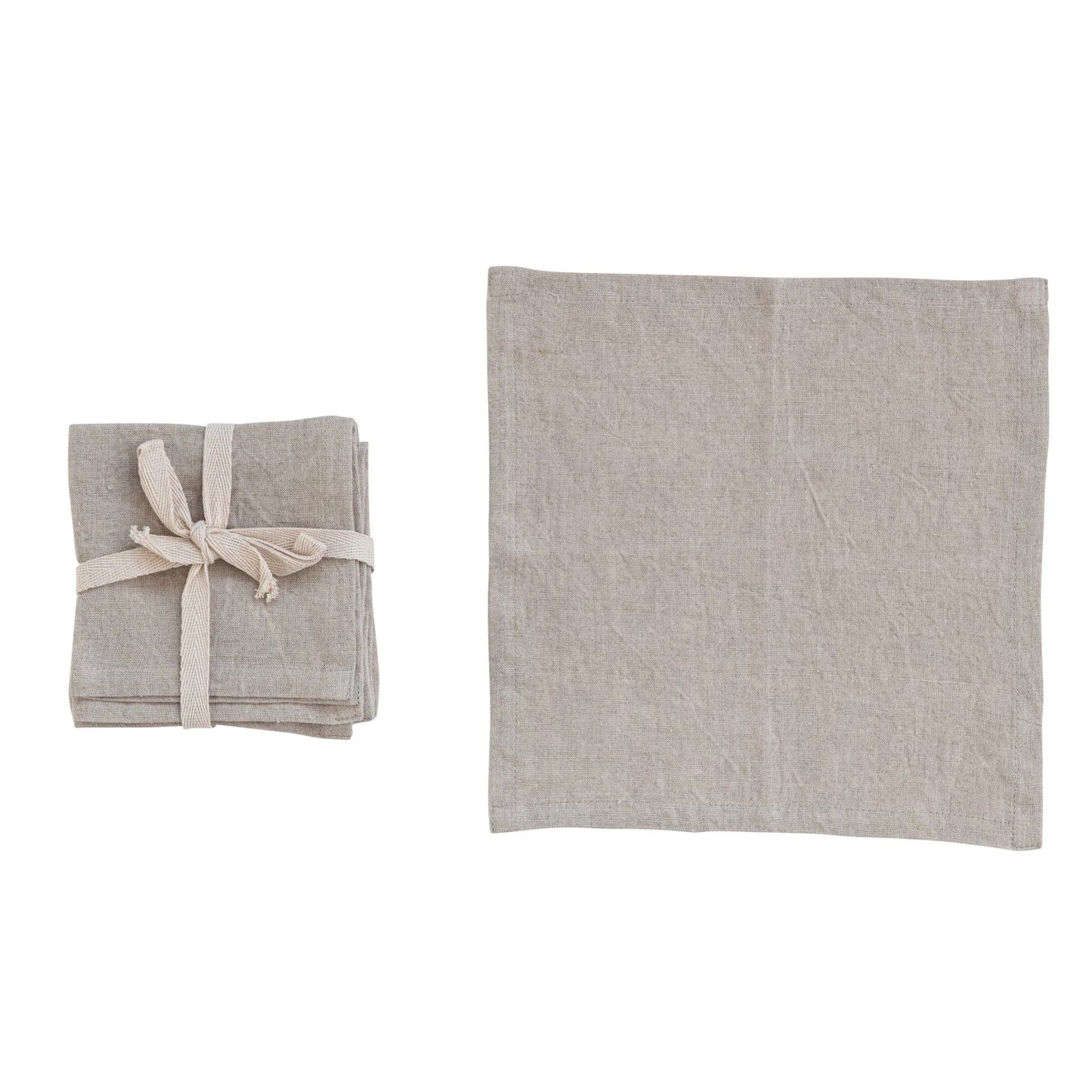 Stonewashed Linen Cocktail Napkins - Natural - Set of 4