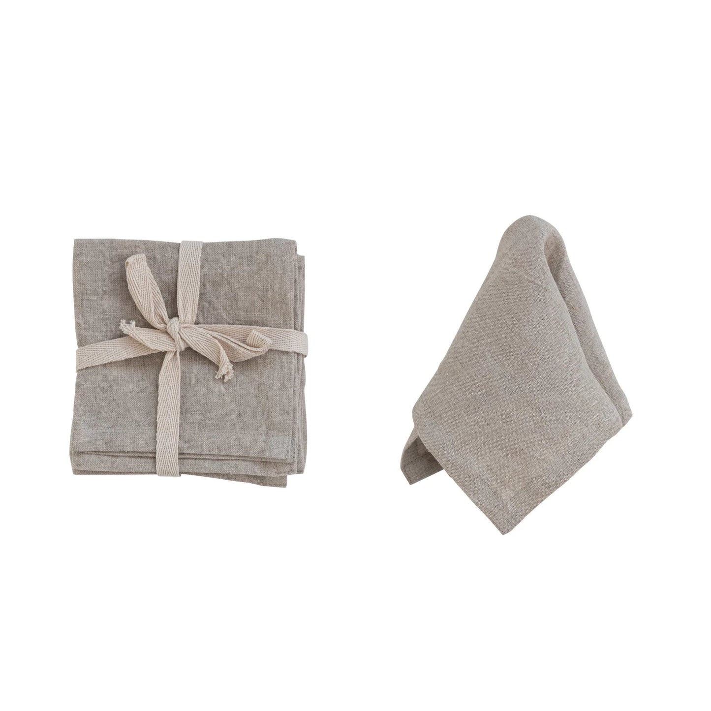 Stonewashed Linen Cocktail Napkins - Natural - Set of 4