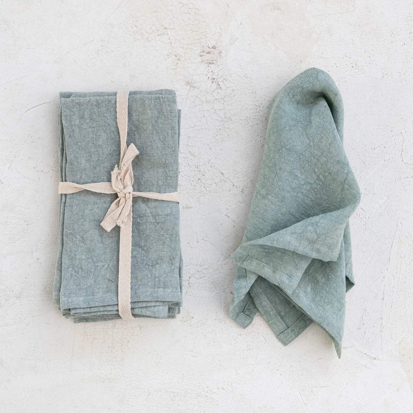 Stonewash Linen Napkins - Set of 4 - Aqua