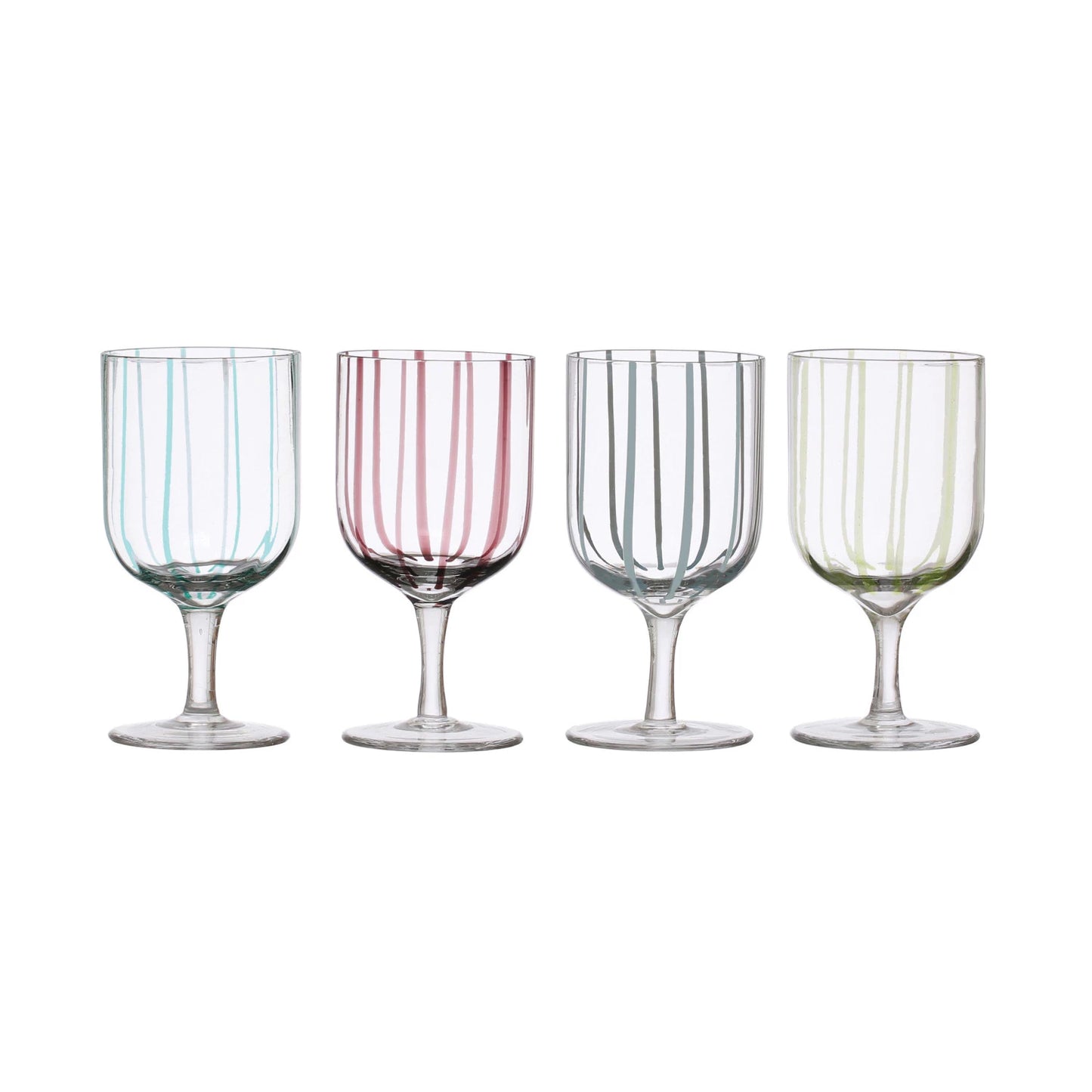 Hand-Painted Stemmed Glass with Stripes