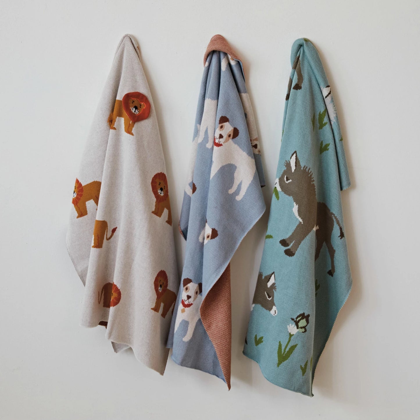 Cotton Knit Baby Blanket - Dogs