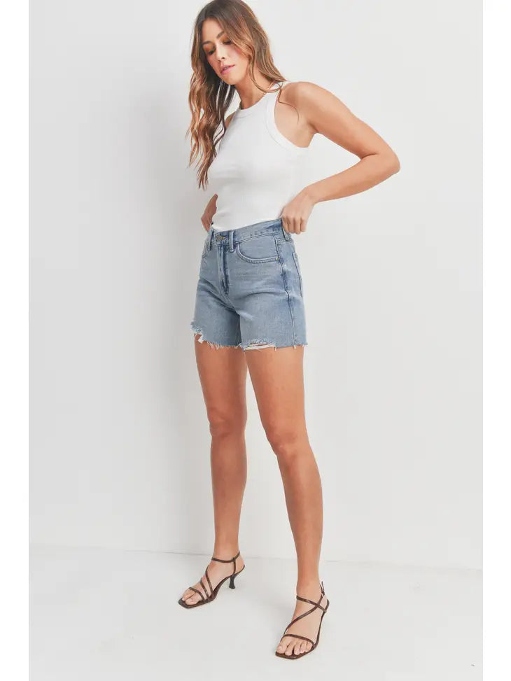 High Rise Boyfriend Short - Medium Denim