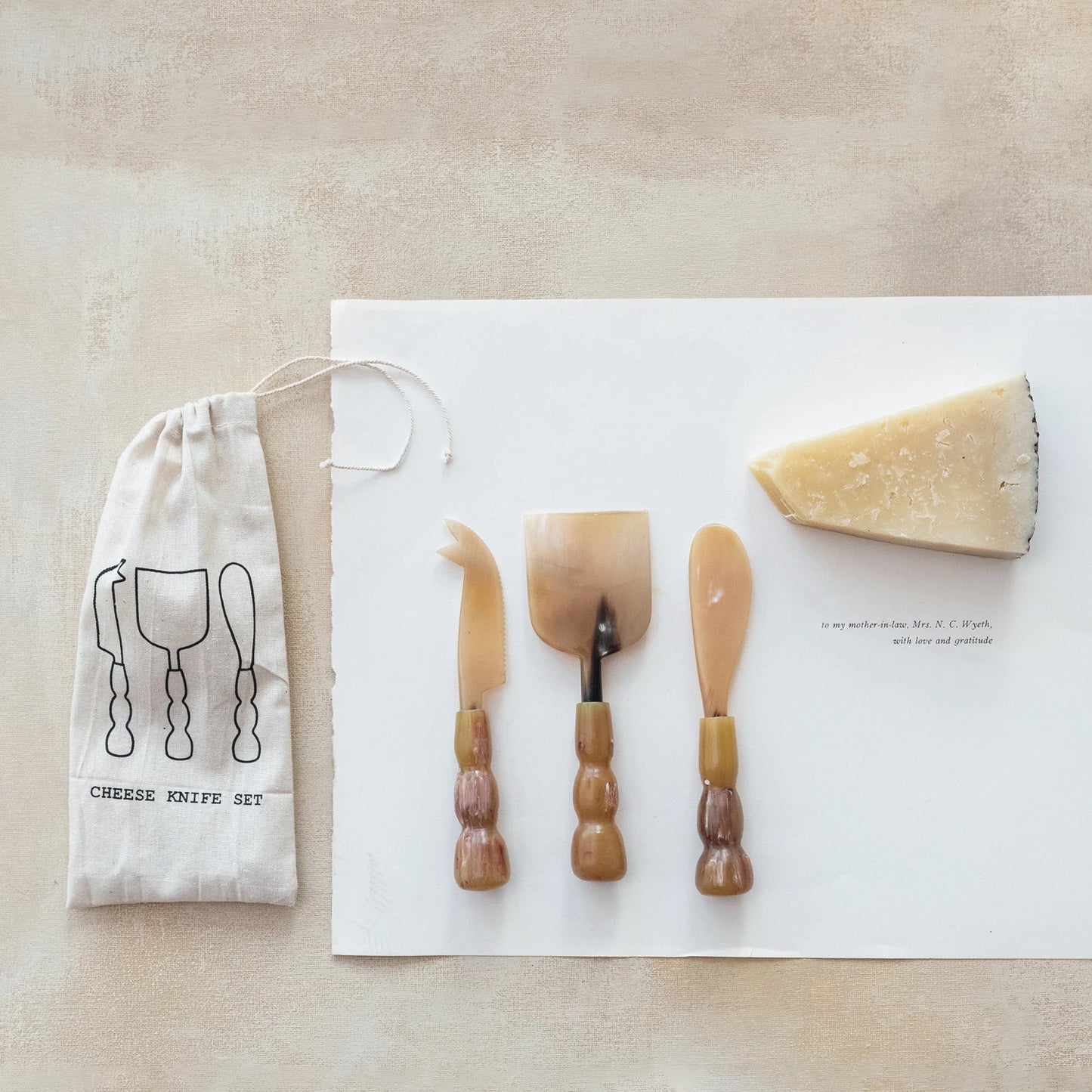 Natural Horn Cheese Servers - Set of 3