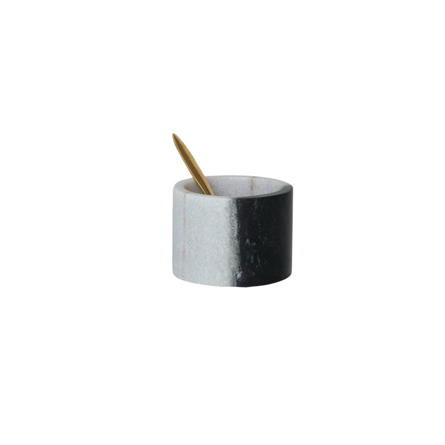 Marble Salt Cellar with Brass Spoon