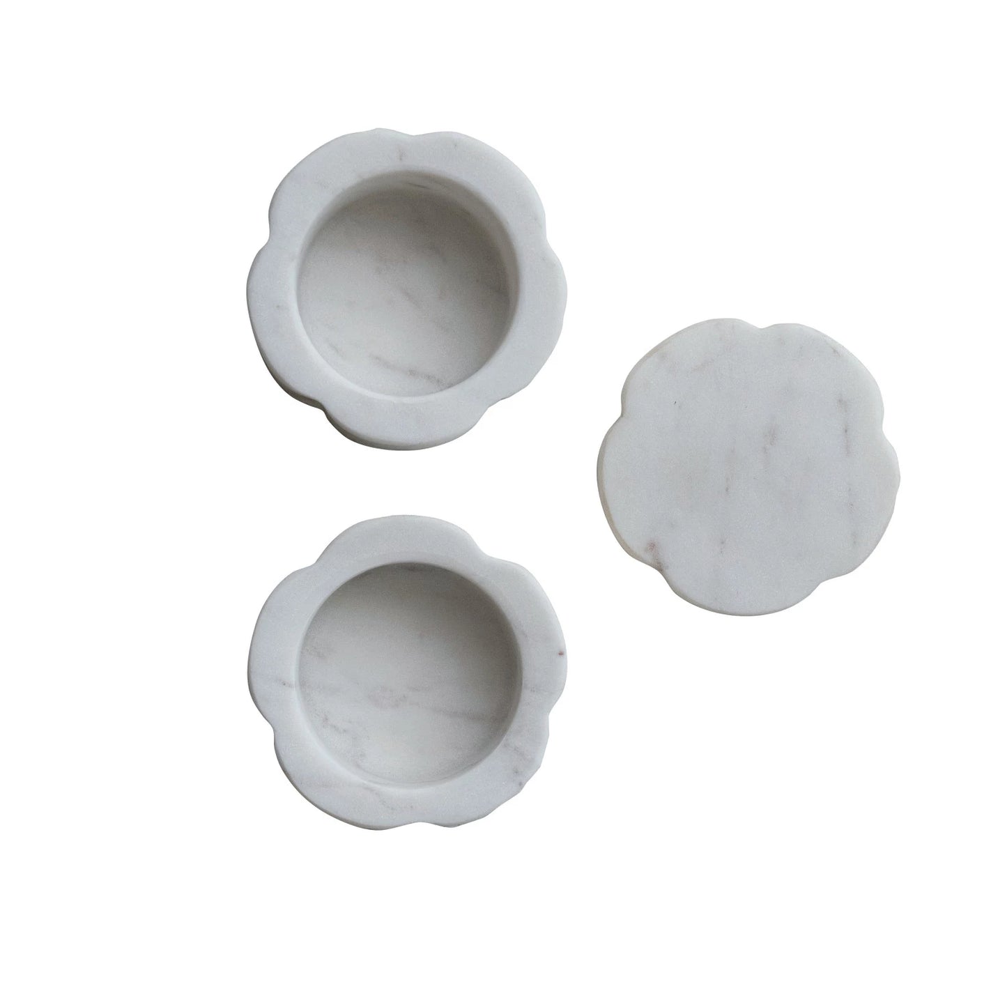 Marble Scalloped Stackable Pinch Pots - Set of 2