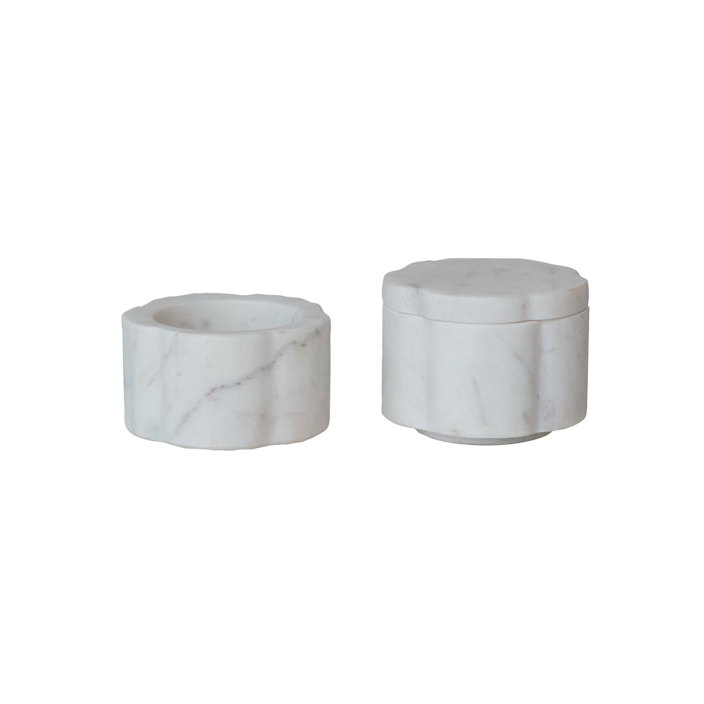 Marble Scalloped Stackable Pinch Pots - Set of 2