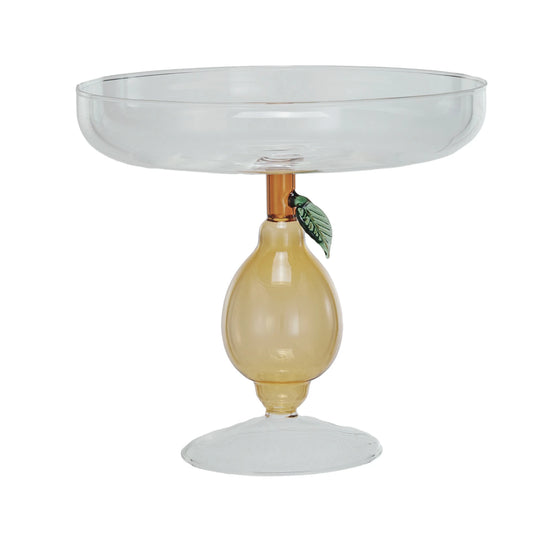 Glass Pedestal with Lemon Shaped Base