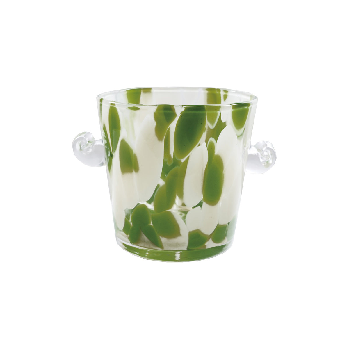 Confetti Glass Ice Bucket with Handles - Yellow & Green