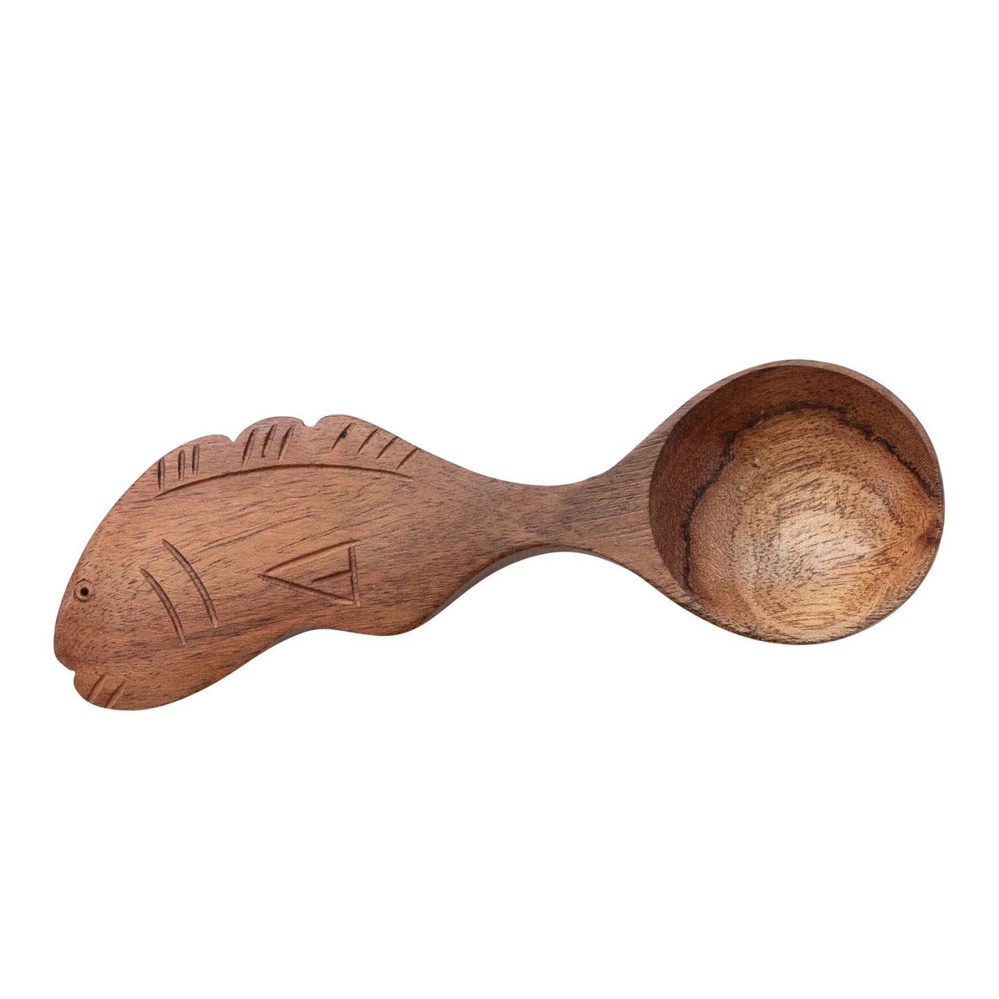 Carved Mango Wood Spoon with Fish Shaped Handle