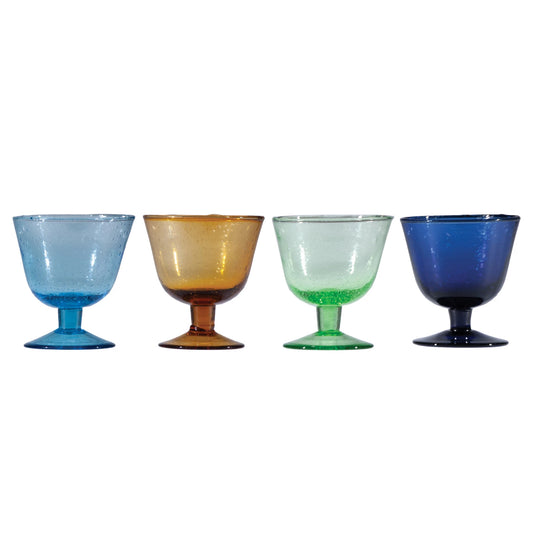 Hand-Blown Stemmed Seeded Drinking Glass