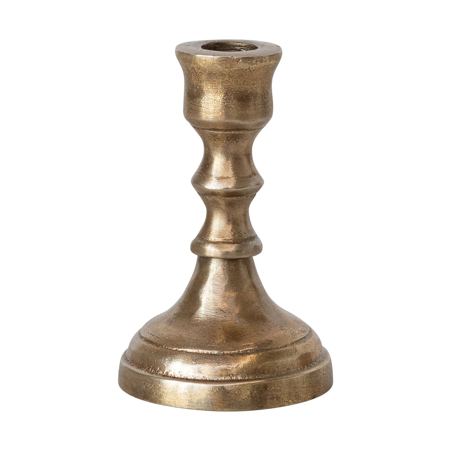 Cast Aluminum Taper Holder - Antique Brass Finish - Medium