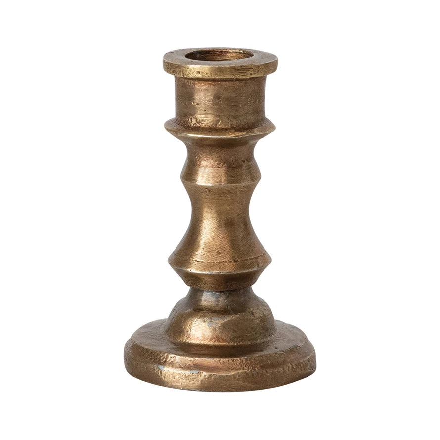 Cast Aluminum Taper Holder - Antique Brass