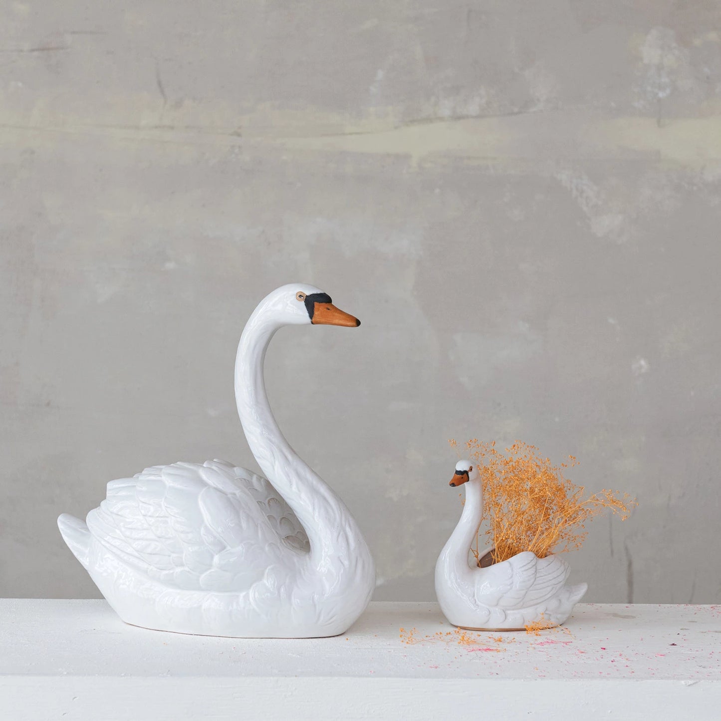 Stoneware Swan Planter