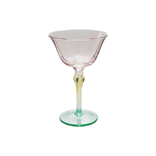 Hand-Blown Stemmed Wine Glass - Pink, Yellow & Green