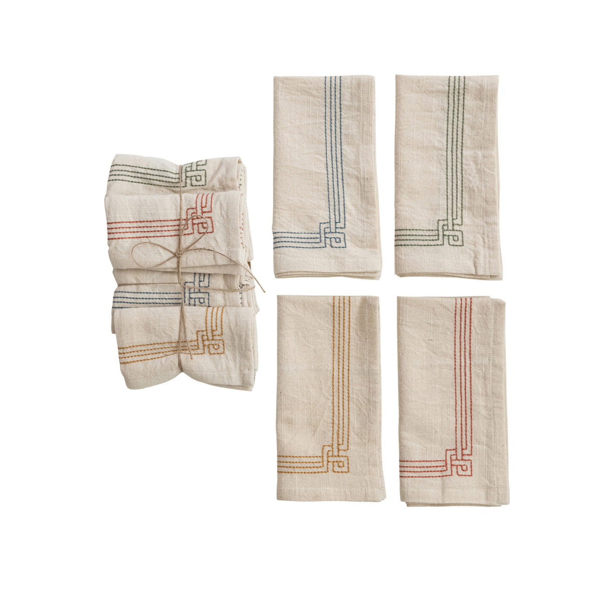 Embroidered Cotton Napkins - Set of 4