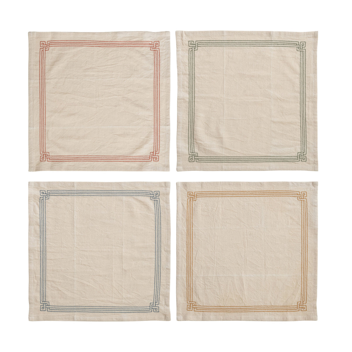 Embroidered Cotton Napkins - Set of 4