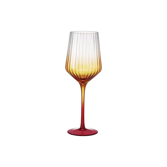 Stemmed Fluted Wine Glass - Orange Ombre - 14oz